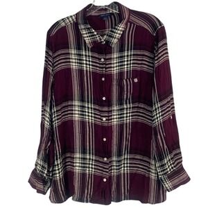 Tommy Hilfiger Men's Long Sleeve Button Up Collared Shirt Sz 1X Red Plaid